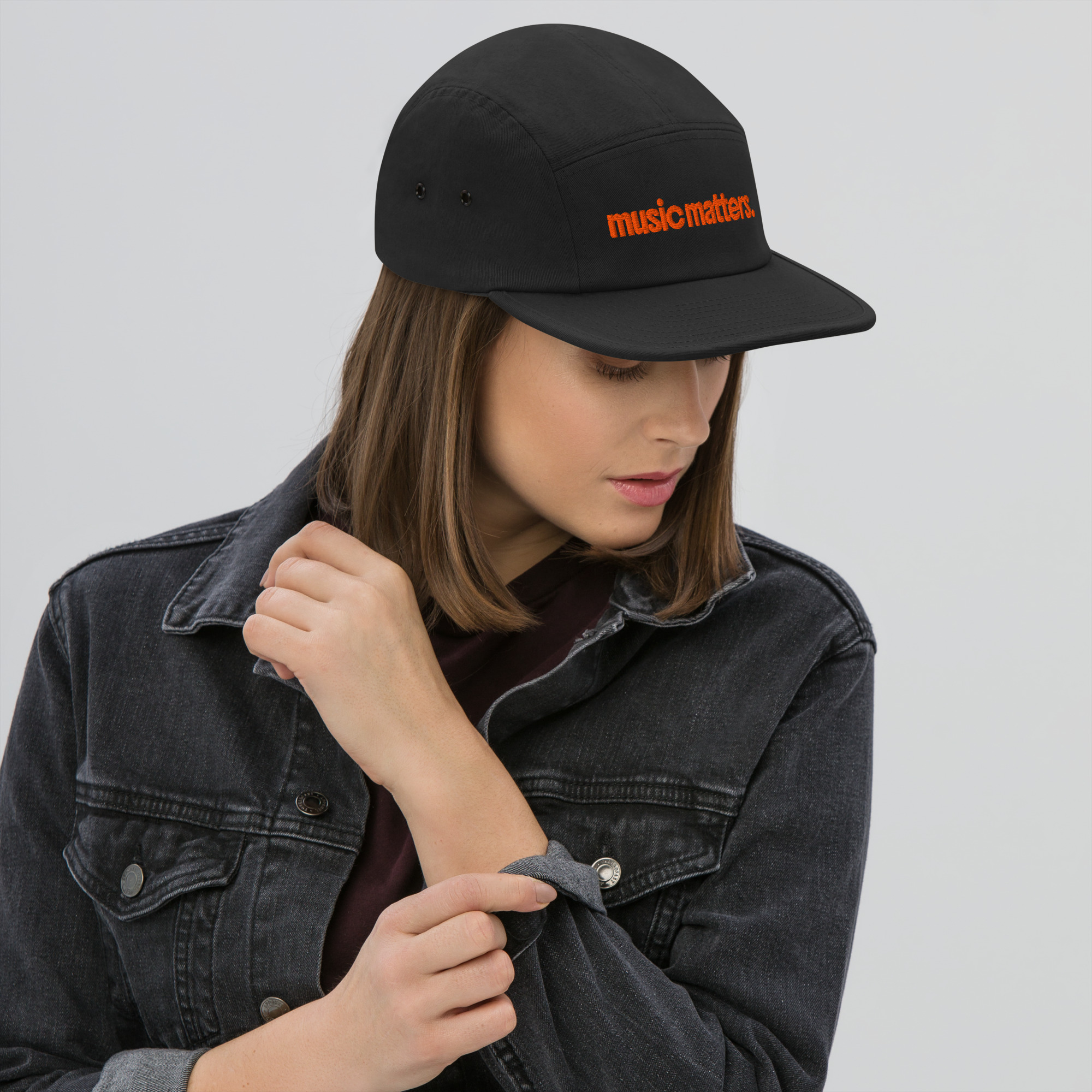 Music Matters Orange Five Panel Cap - Image 4